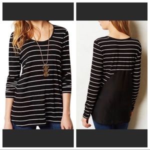 Anthropologie Bordeaux Halcyon Striped/Mesh Top